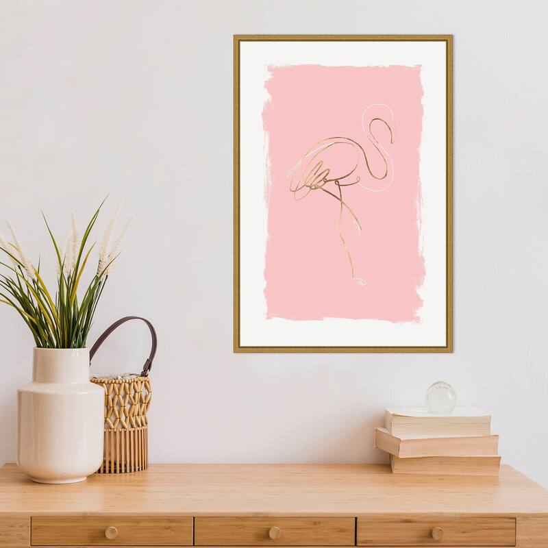 Graceful Bird I (Flamingo) by Eva Watts Framed Canvas Art