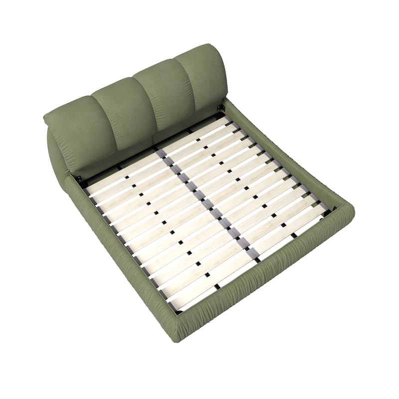 Sturdy King Size Upholstered Bed Frame with Elegant Headboard and Solid Wood Construction.