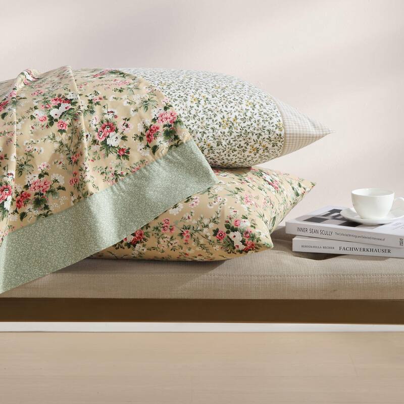 Laura Ashley Percale Cotton Printed Hem Sheet Sets