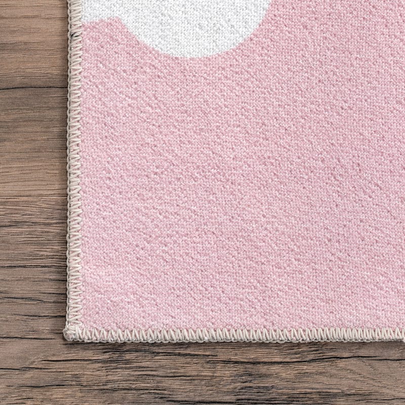 Nuloom Lilia SpinClean Machine Washable Kids Cloud Area Rug