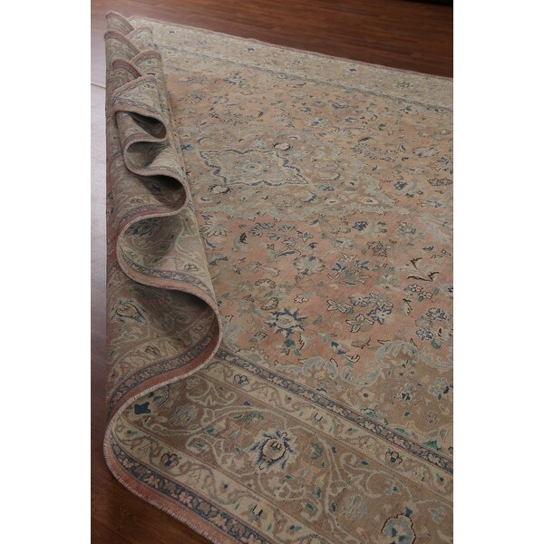 Mashad Persian Vintage Area Rug Hand-knotted Wool Carpet - 9