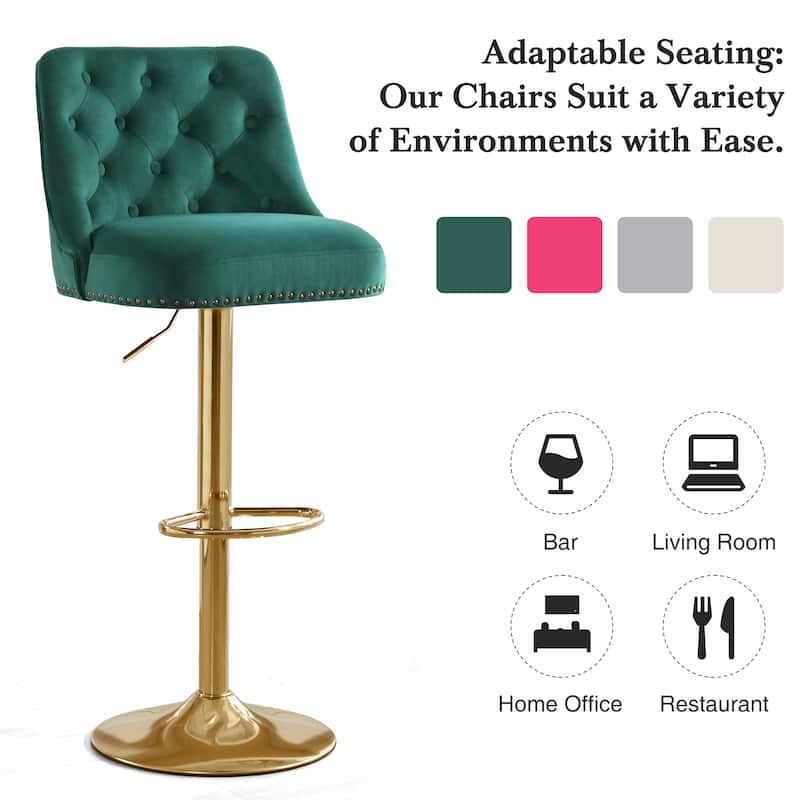 HOMYKA 360 Degrees Swivel Velvet Bar Chair With Adjustable Height Set of 6