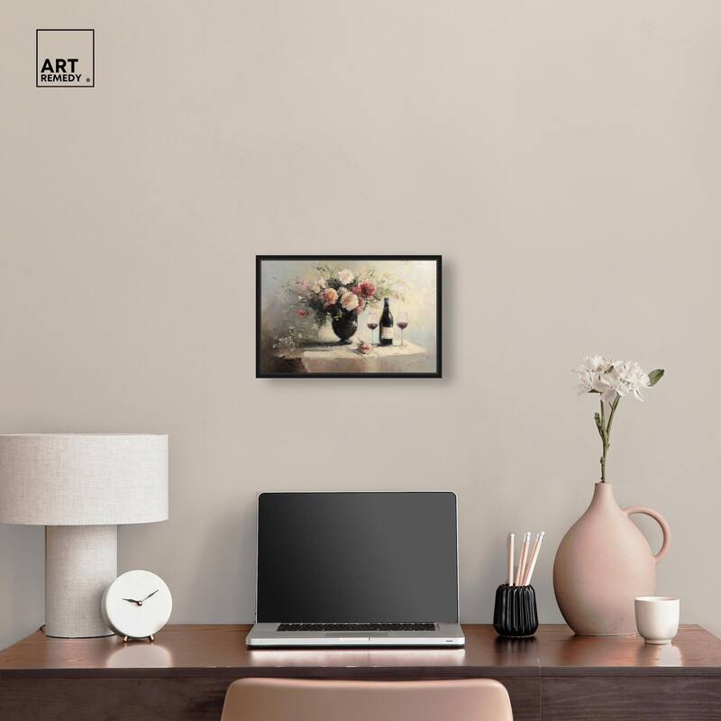 Roses and Red Wine Canvas by Art Remedy