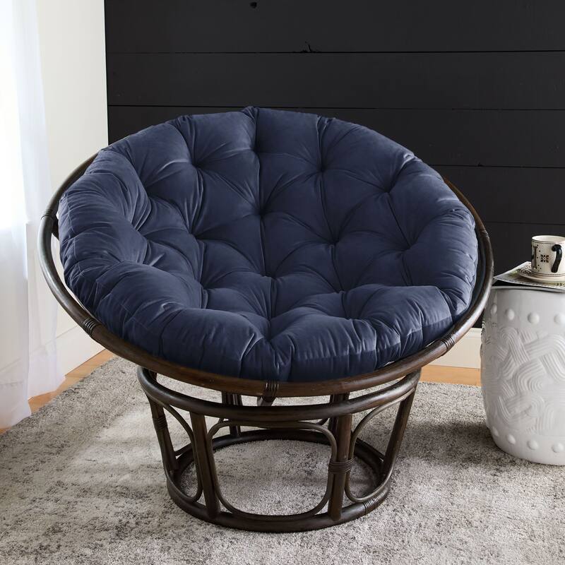 Sorra Home Solid Velvet Indoor Papasan Cushion - Navy 44 in W x 44 in W x 4 in H
