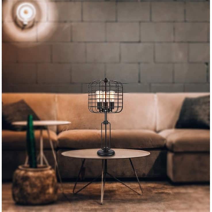 26"H Contemporary Metal Table Lamp in Matte Golden Bronze with White Linen Shade from Grandview Gallery