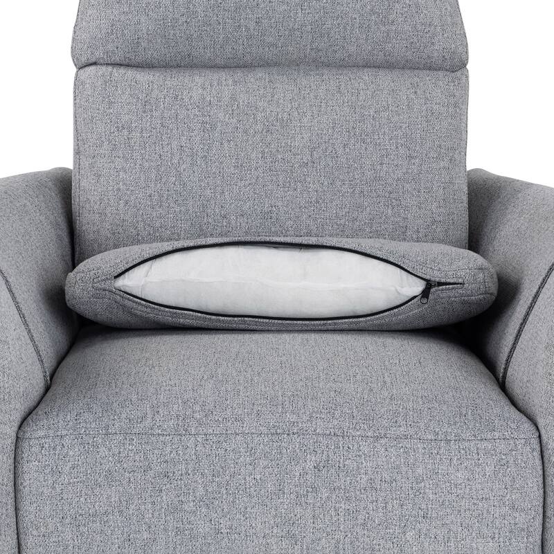 Beige Upholstered Swivel Rocker Recliner Chair with Manual Adjustment, 360° Swivel, and Two Removable Pillows