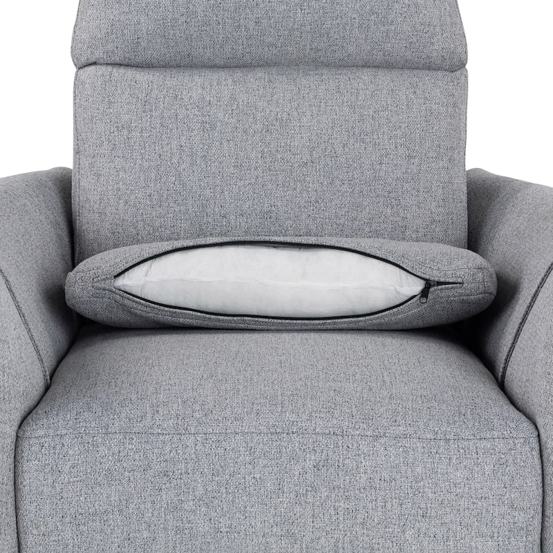 Beige Upholstered Swivel Rocker Recliner with Manual Recline, 360° Swivel, and Two Removable Cushions
