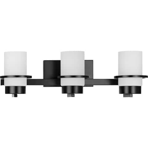 Reiss Collection Three-Light Modern Farmhouse Matte Black Vanity Light - 22.75 in x 5.75 in x 7 in