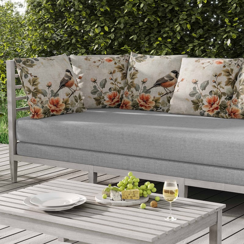 Garden Guest Indoor/Outdoor Reversible Throw Pillow Green and Orange