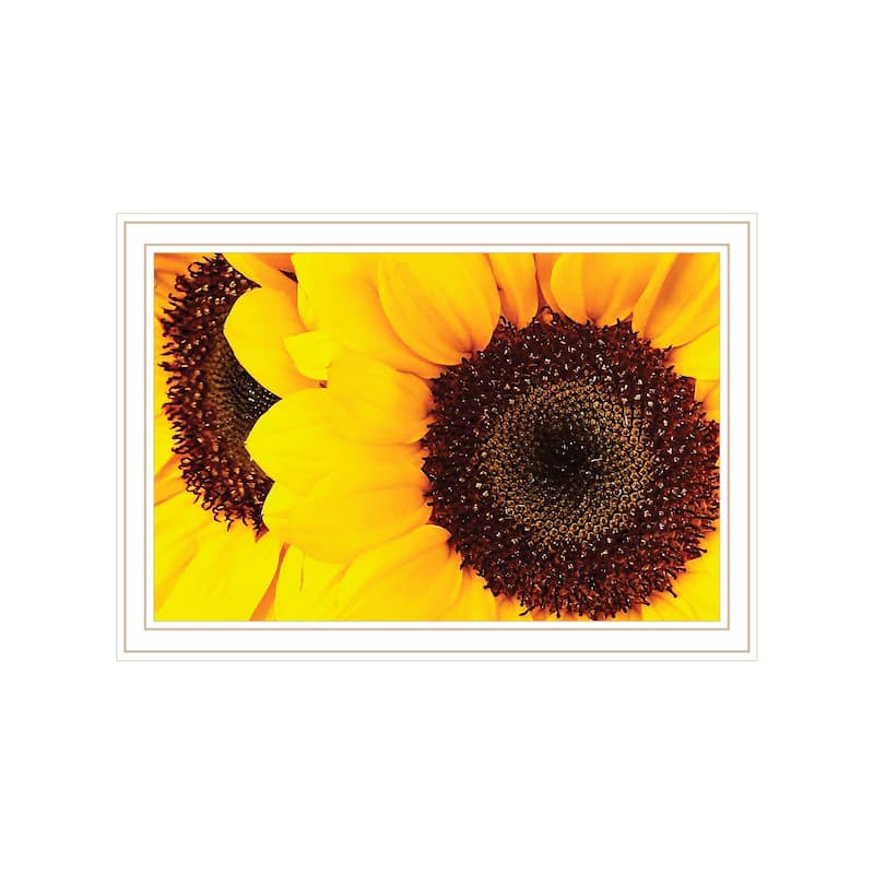 TrendyDecor4U Contemporary "Sunflower Portrait" Framed Print Wall Art - White