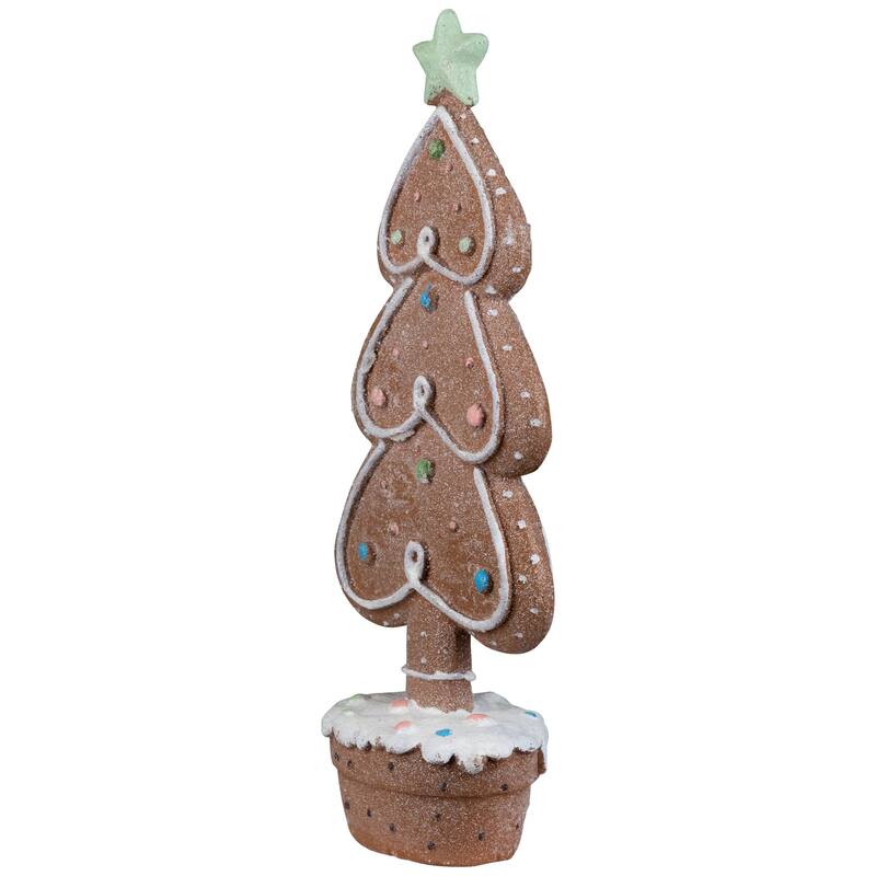 Gingerbread Cookie Christmas Tree with Icing and Star Decoration - 11.5"