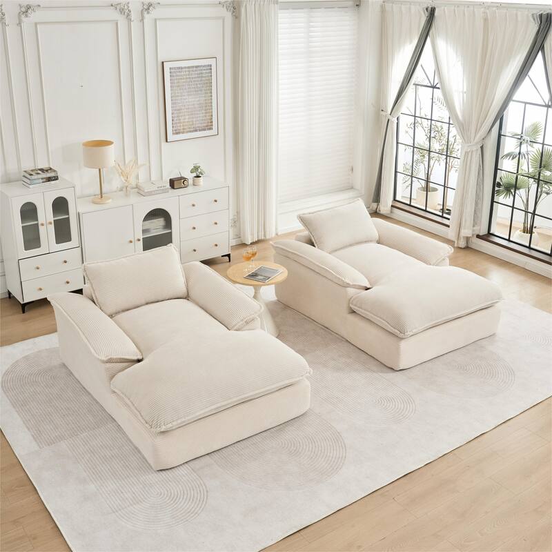 Oversized Single Chaise Lounge Sofa Armchair for Living Room, Corduroy Upholstered Accent Reading Chair Lounge Chair