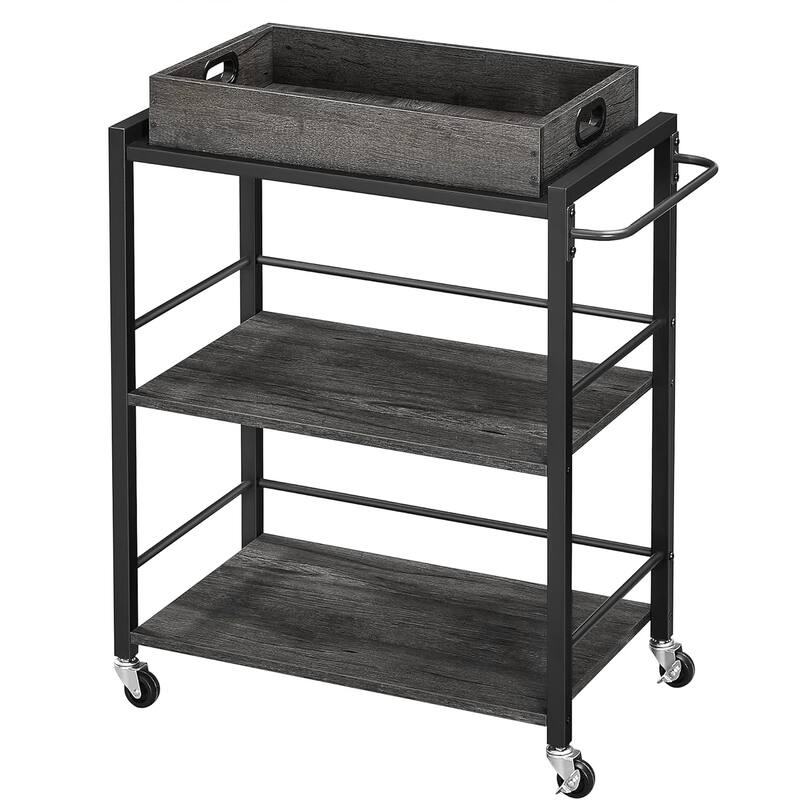 3-Tier Kitchen Serving Cart on Wheels with Storage, Leveling Feet