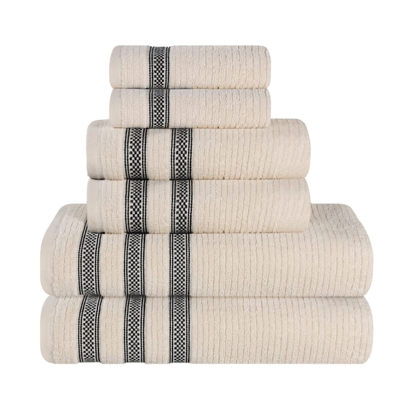 Superior Brea Zero Twist Cotton Ribbed Modern 6 Piece Bathroom Towel Set