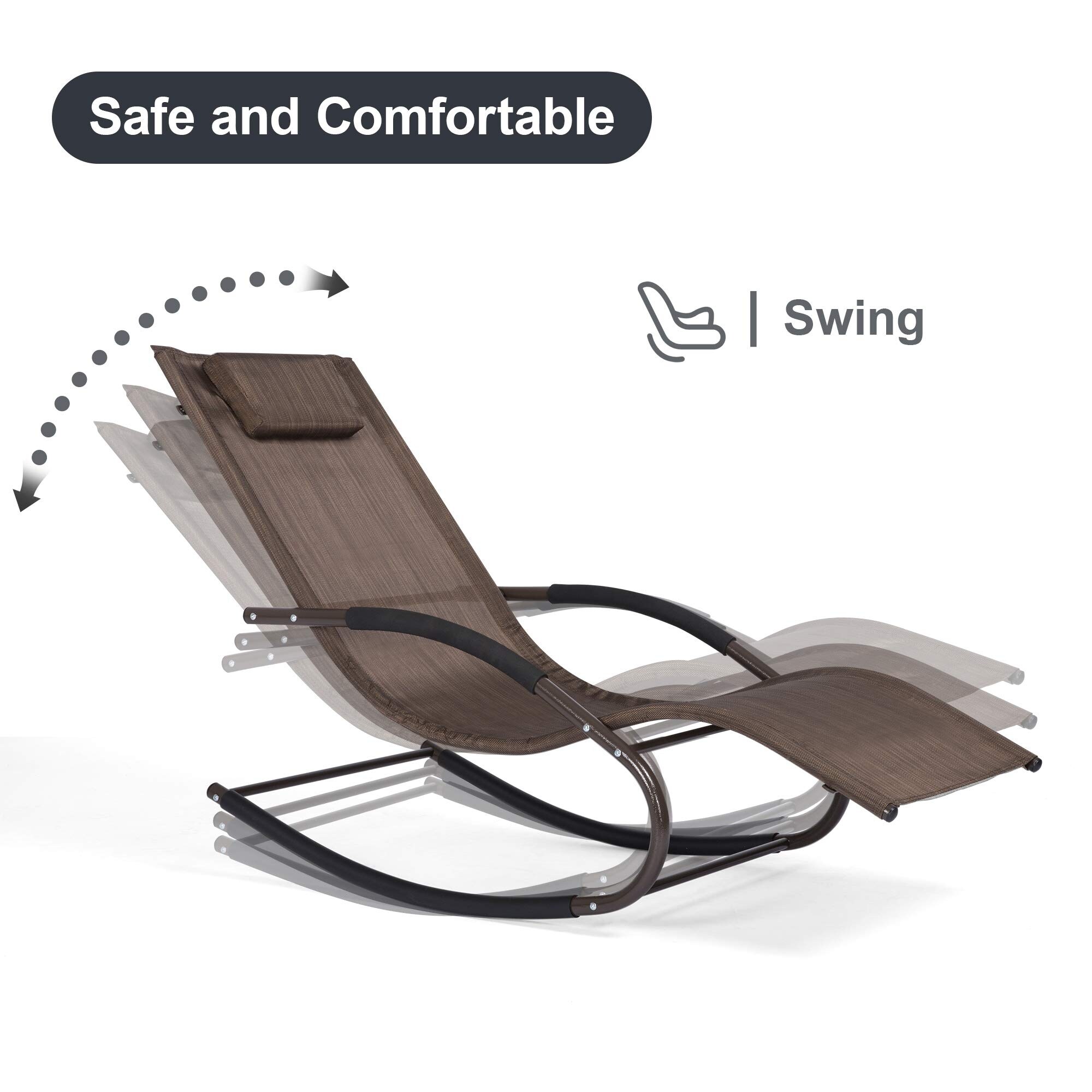 Outdoor Chaise Lounge Steel Curved Lounge Chair with Detachable