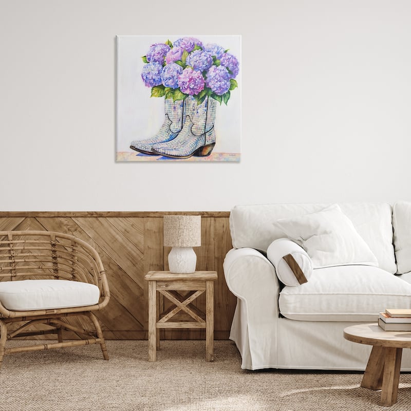 Stupell Hydrangea Filled Cowgirl Boots Canvas Wall Art Design By Amanda Greenwood