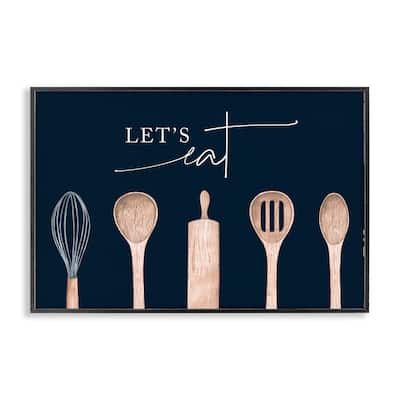 Stupell Let's Eat Kitchen Utensils Framed Giclee Art Design By Lux + Me Designs