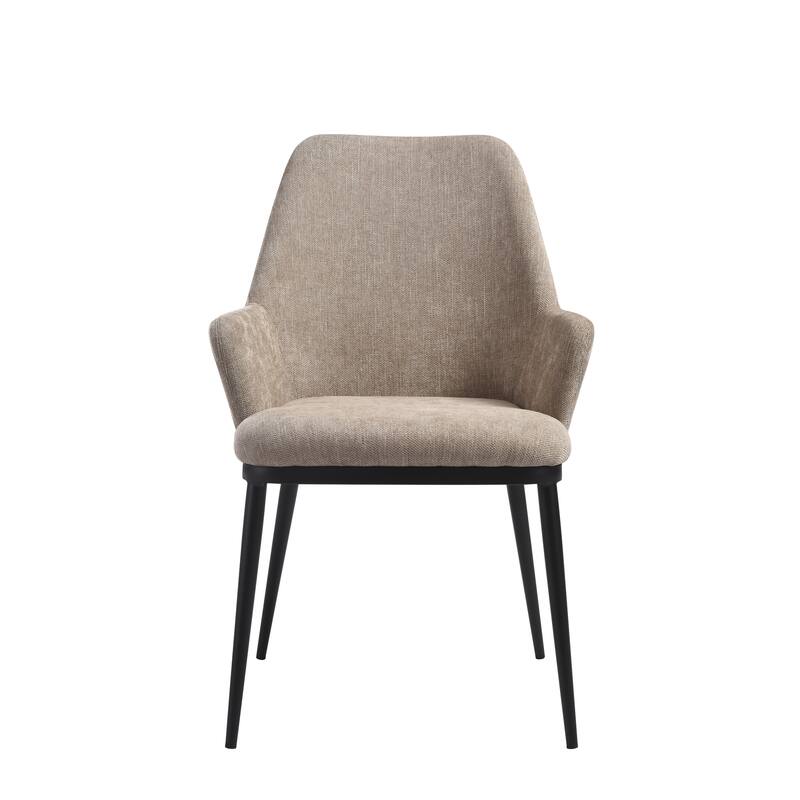 Mae Modern Almond Upholstered Dining Chair with Curved Back and Arms - Set of 2