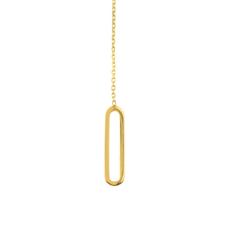 Curata 14k Yellow Gold Open Rectangle Link Threader Earrings