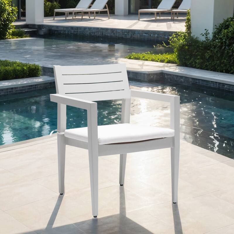 4-Piece Grayish Modern Aluminum Patio Dining Chairs with Sunbrella Cushions, Stackable and Rust-Free