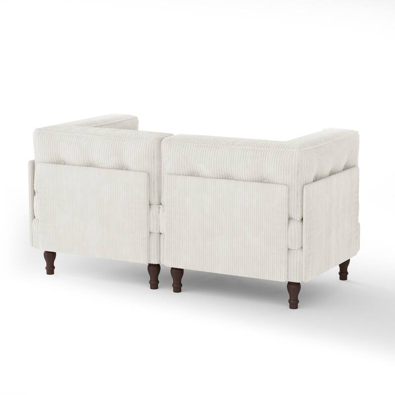 Modular Corduroy Corner Sectional Sofa Couch Set with Tufted Cushion