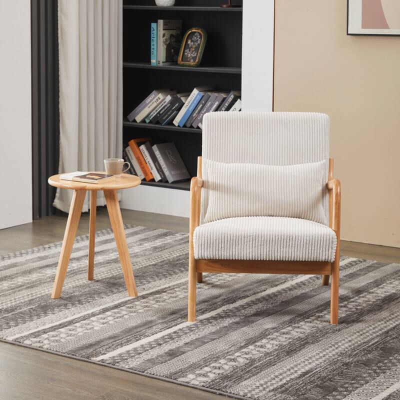 Mid-Century Modern Accent Chair, Arm Chair Living Room Chairs with Pillow