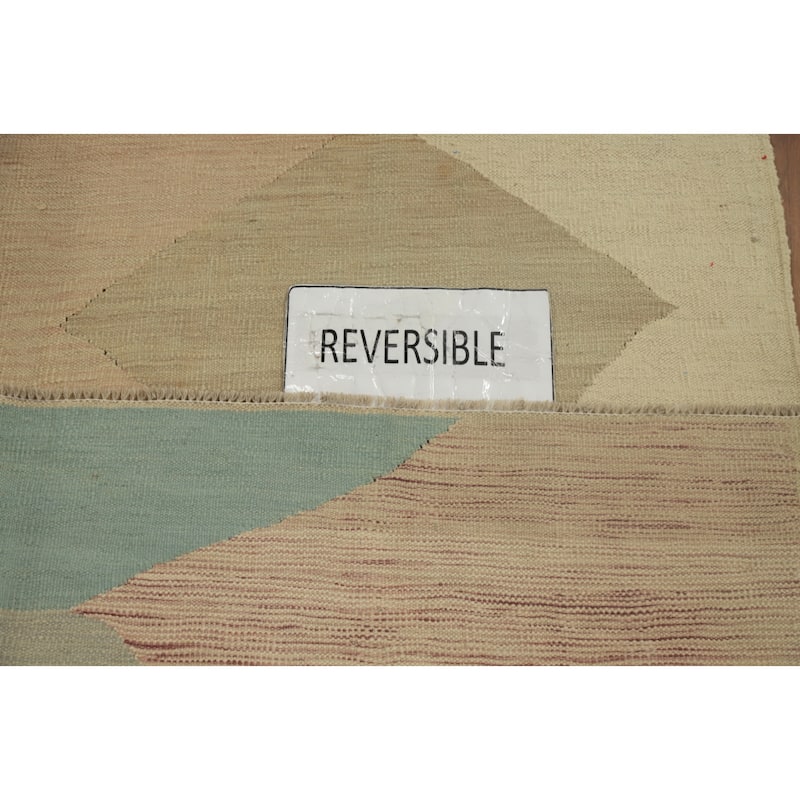 Hand Woven Oriental 100% Wool Carpet Southwestern Modern Multi-Colored Kilim Runner Rug - 11' 4'' X 2' 7''