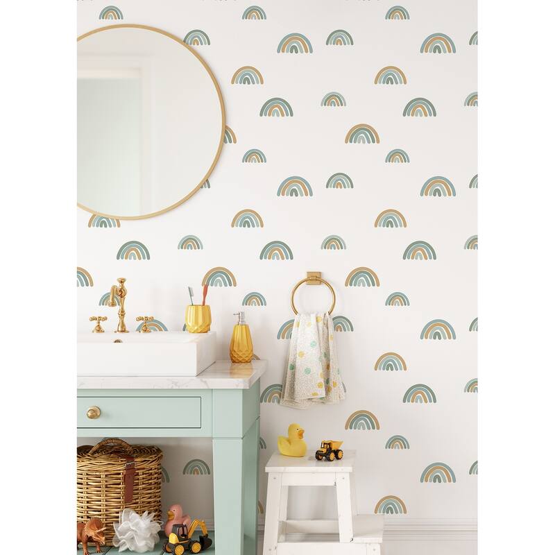 Chesapeake Joss Teal Rainbow Wallpaper - 20.9 x 396 x 0.025
