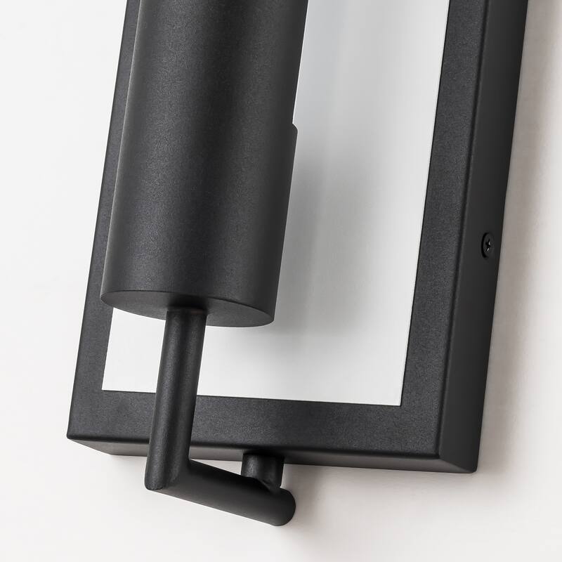 1-Light Modern Black Wall Lights Rectangular Integrated LED Outdoor Wall Sconce Lantern Light - 5 in. W x 13.9 in. H x 3.5 in. D