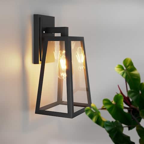 Outdoor Wall Lantern Black Wall Light Fixtures 1-Light Wall Sconce