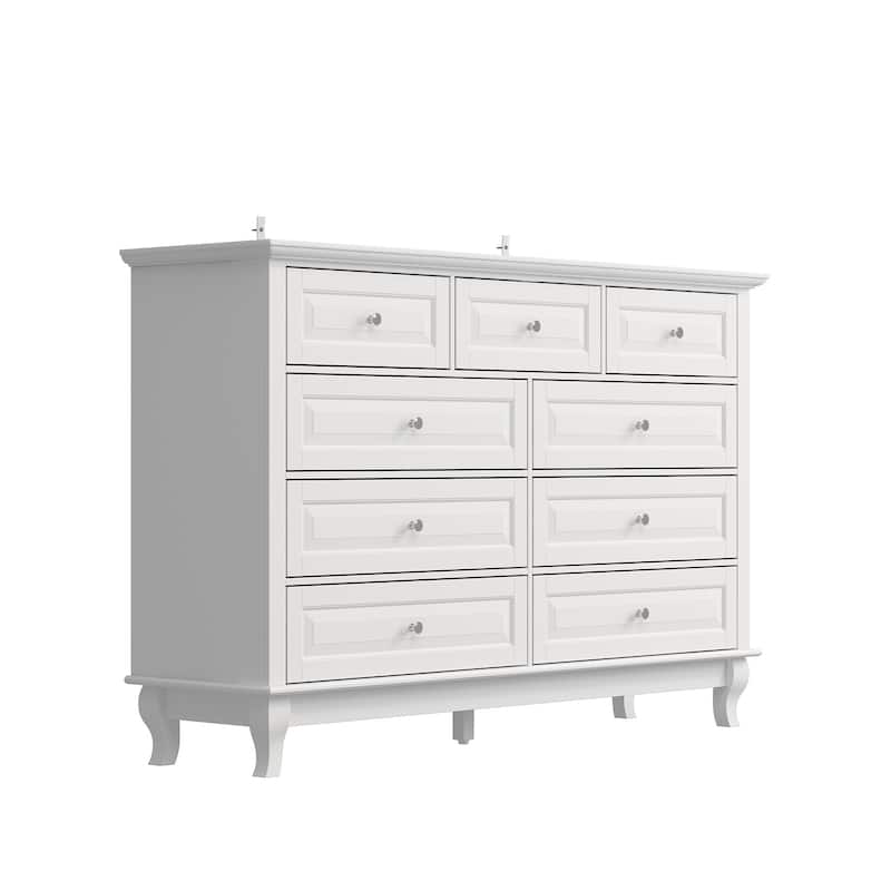 9-Drawer Dresser with Solid Wood Legs Chest Of Drawers Lacquer Console