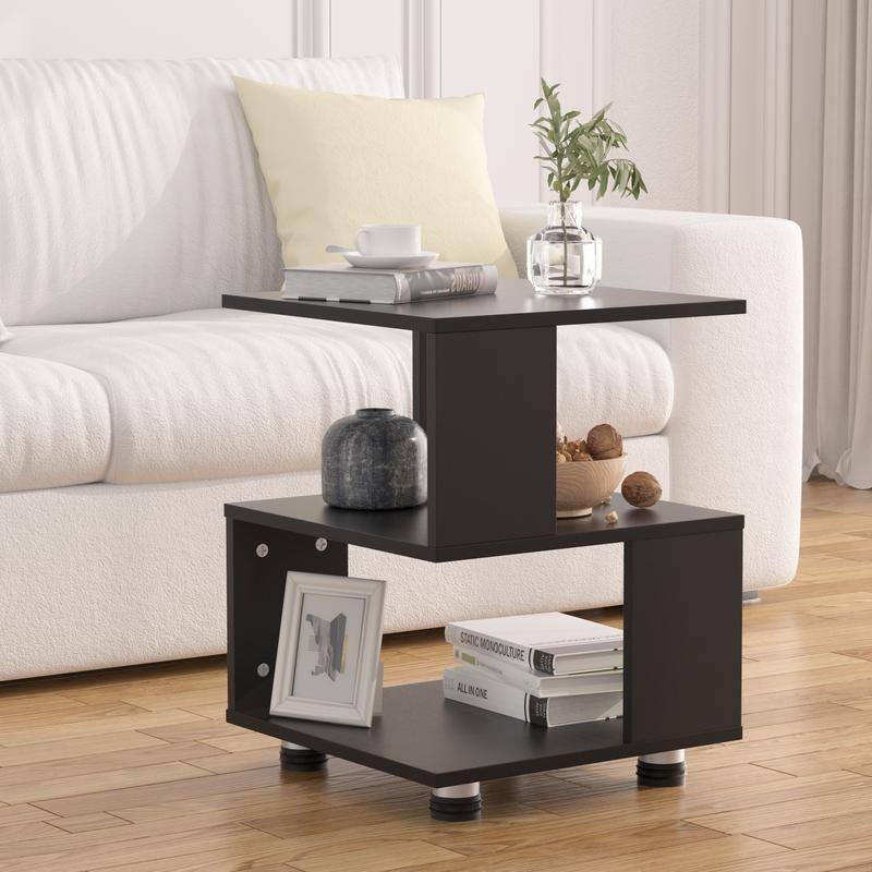 Tatami Magic Cube Nightstands with Classic Modern 2-Tier Rectangle Hollow Design