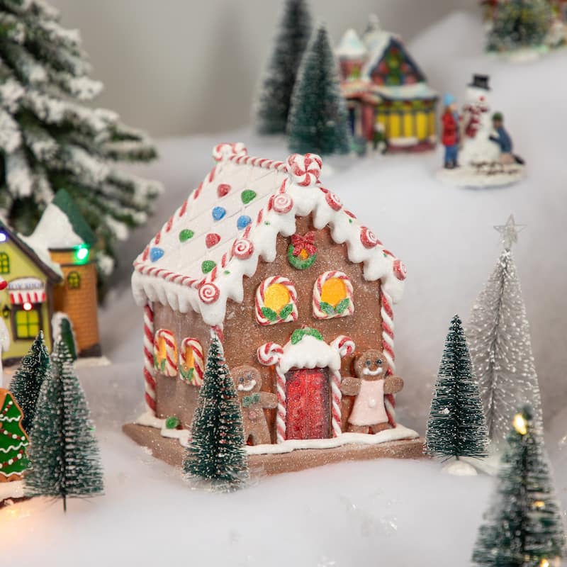 7.5" Pre-Lit LED Gingerbread Candy House Christmas Decoration