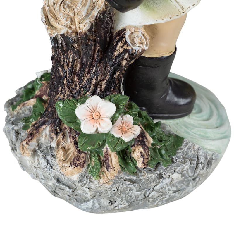 LED Solar Lighted Boy and Girl with Lantern Outdoor Garden Statue - 19.5"