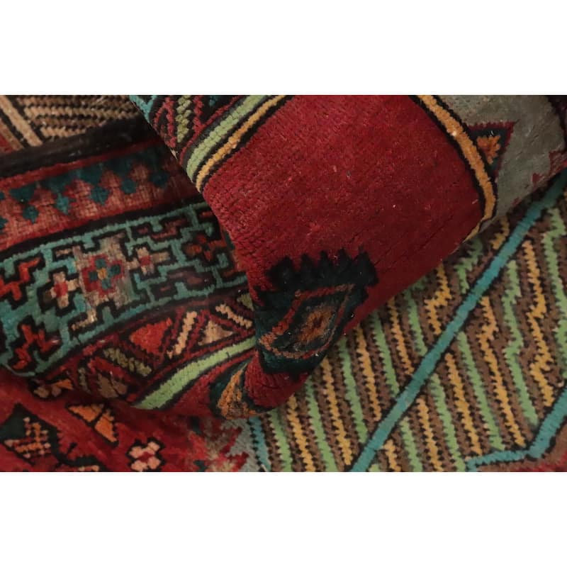 Hand Knotted Oriental 100% Wool Carpet Traditional Geometric Multi-Colored Ardebil Runner Rug - 10' 10'' X 3' 6''