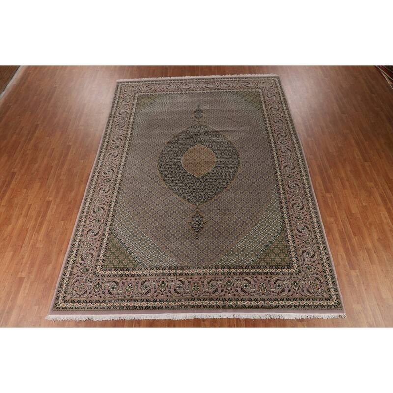 Traditional Gray Kashan Turkish Area Rug Machine Made Floral Carpet - 9'9" x 13'1"