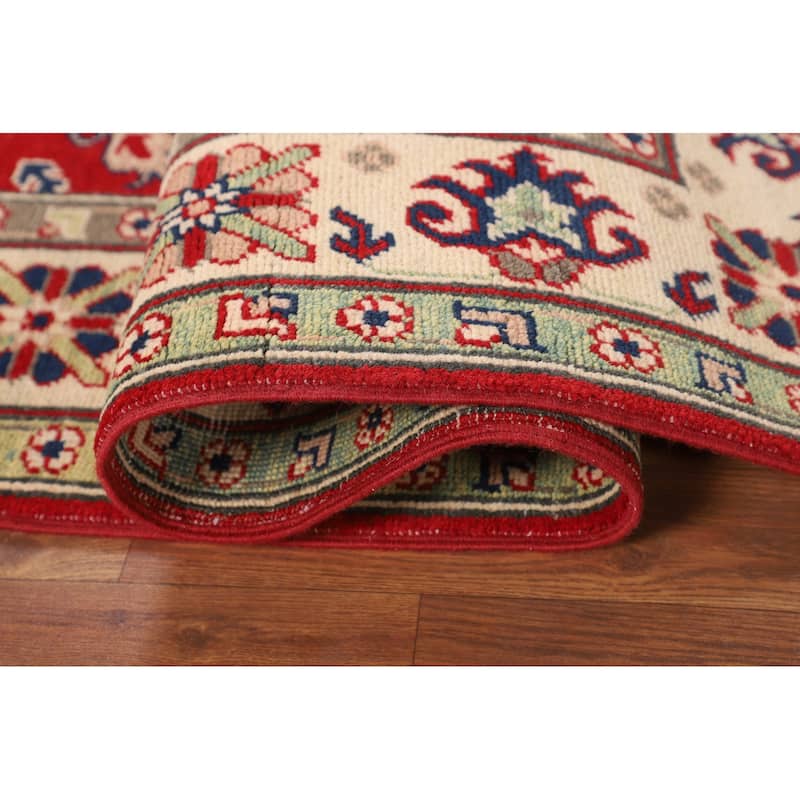 Traditional Red Kazak Area Rug Hand-Knotted Oriental Wool Carpet - 4'11" x 6'4"