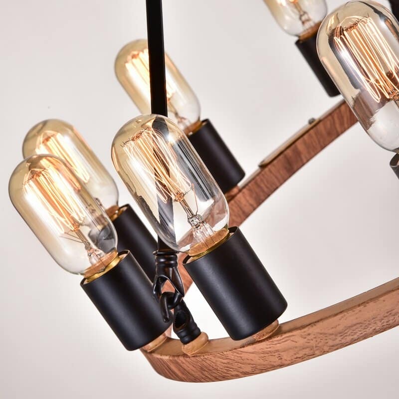 Maxax 12 - Light Unique Wagon Wheel Chandelier with Wrought Iron Accents