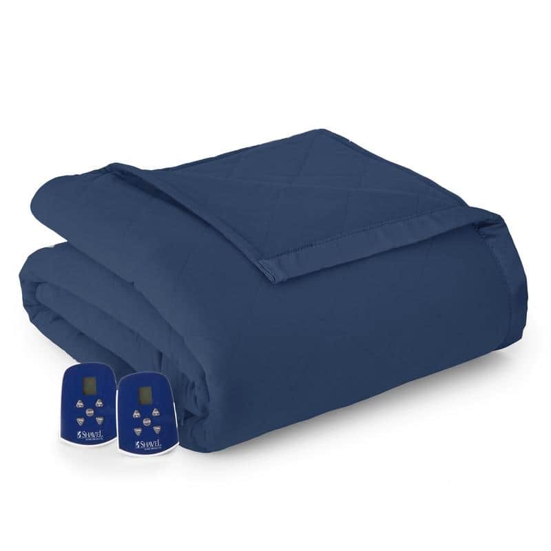 Shavel Micro Flannel® Quilted Electric Heated Blanket - Full - smokey mt blue
