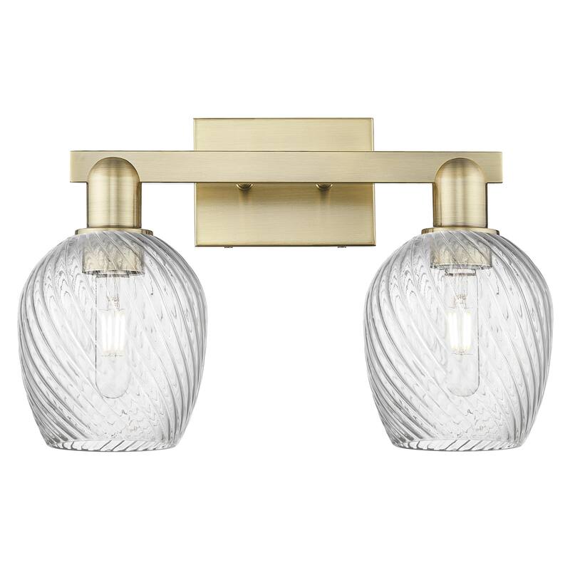 Innovations Lighting 716-2W-12-17 Salina Vanity Salina 2 Light 17" - Antique Brass / Clear Spiral Fluted