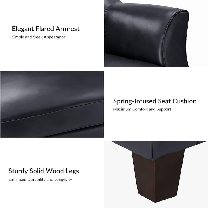 Sandra 81.5" Classic Genuine Leather Sofa With Solid Wood Legs By HULALA HOME