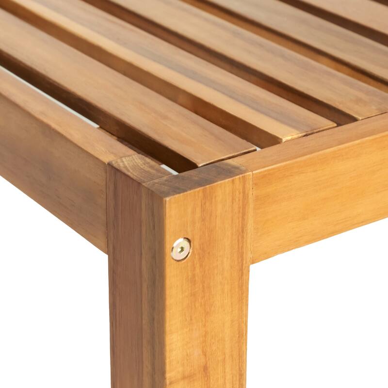 Beige Natural Acacia Wood Outdoor Sectional Sofa Set