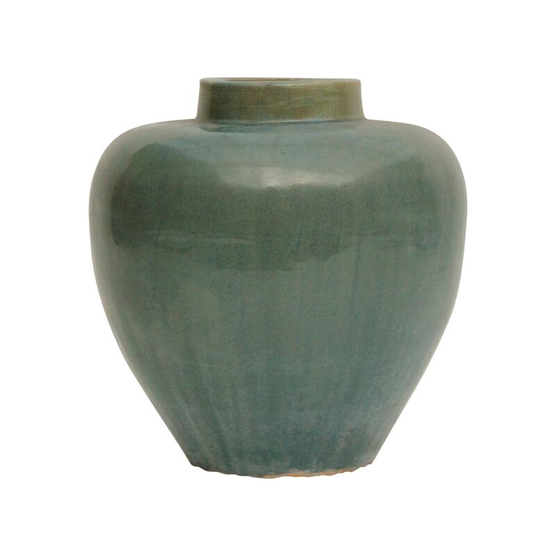 Artissance 12" Vintage Blue-Green Tapered Vase - 12" L x 12" W x 12" H - 12" L x 12" W x 12" H - Blue-Green