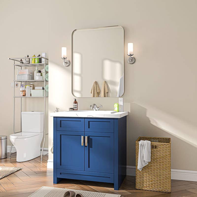 TOOLKISS Aluminum Alloy Round Corner Frame Vanity Mirror