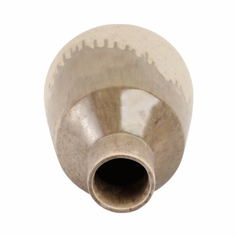 Warm Rustic Ceramic Table Vase for Home Decor, Decorative Flower Vase with Glazed Finish