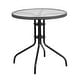 preview thumbnail 10 of 12, 28'' Round Tempered Glass Metal Table with Rattan Edging