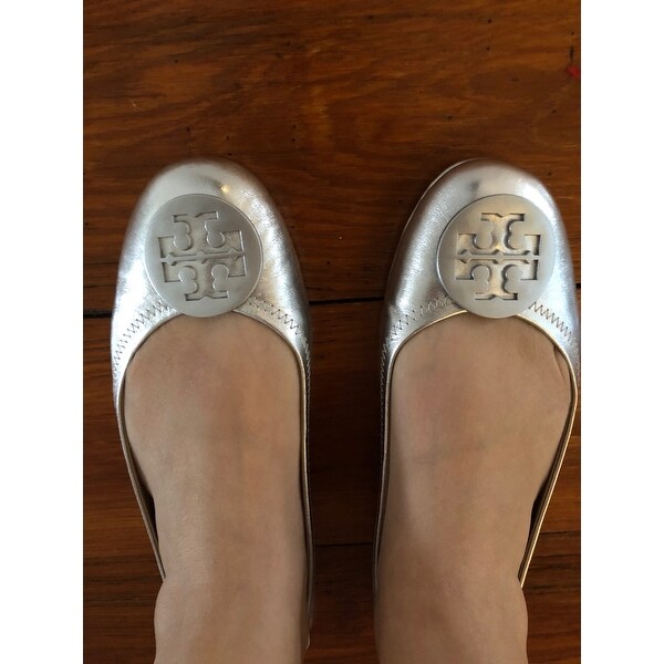 tory burch minnie travel ballet flat silver