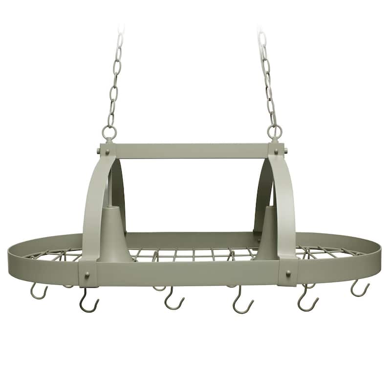 2-Light Kitchen Pot Rack with Downlights - 35.5" - Slate Gray