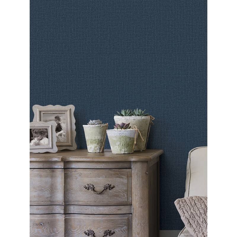 A-Street Prints Marblehead Cobalt Basket Weave Wallpaper