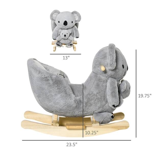 dimension image slide 0 of 2, Rabbit Rocking Horse with Sounds, Safety Belt, and Poplar Wood Base, Ages 18-36 Months, ASTM Certified